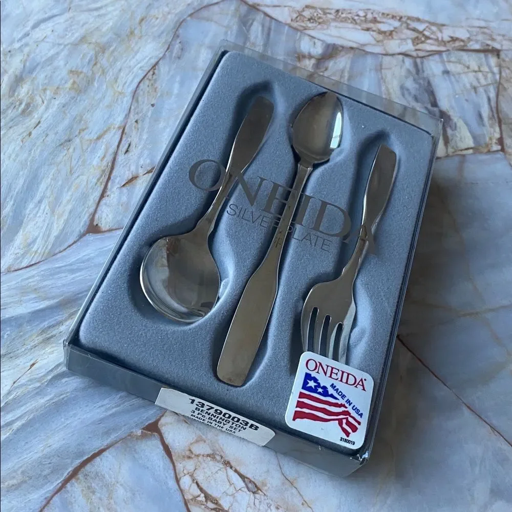 Oneida‎ Bennington Silverplate 3 Pc Baby Set Flatware Made in USA 1379003B New